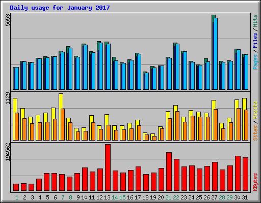 Daily usage for January 2017