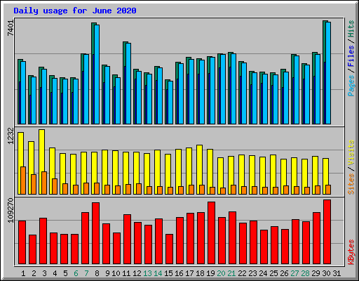 Daily usage for June 2020