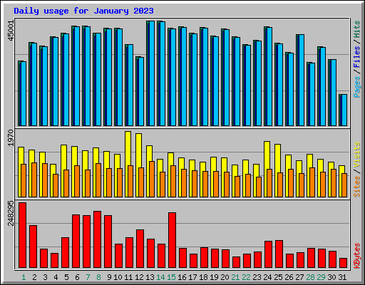 Daily usage for January 2023