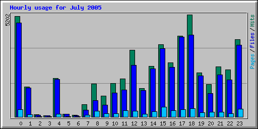 Hourly usage for July 2005