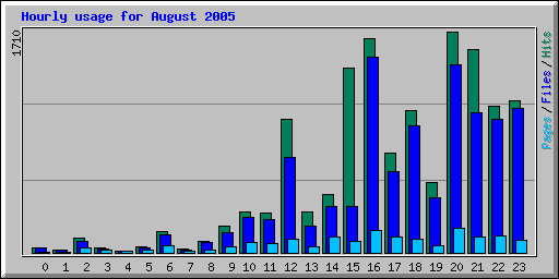 Hourly usage for August 2005