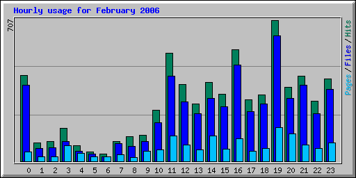 Hourly usage for February 2006