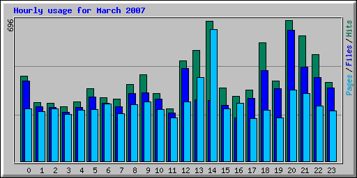 Hourly usage for March 2007