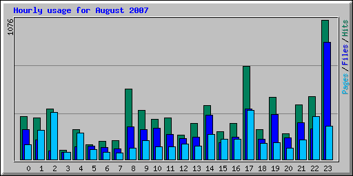 Hourly usage for August 2007